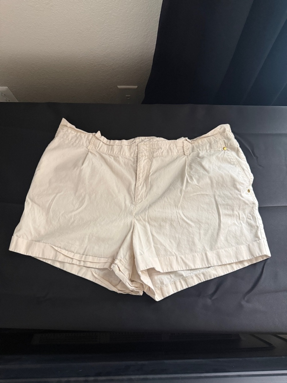 LOFT Cream Women's Casual Cotton Bermuda Shorts